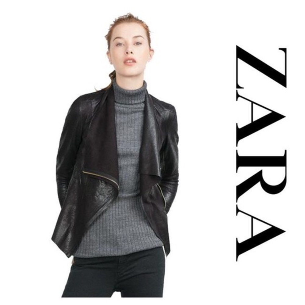 Zara Drape Leather Suede Jacket